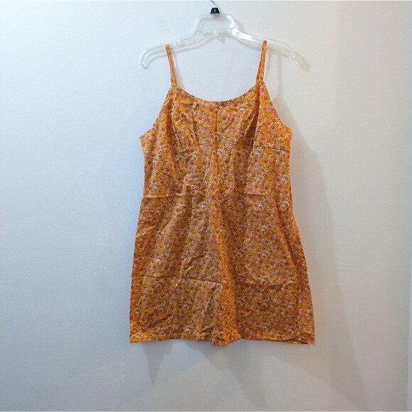 Wild Fable Sleeveless Floral Bodycon Mini Dress Square Neck Cutout Orange XXL - Picture 1 of 13